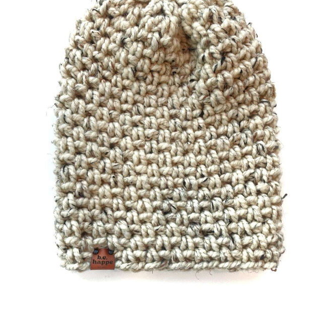 Crochet Simple Slouch Hat | Oatmeal Slouchy Beanie