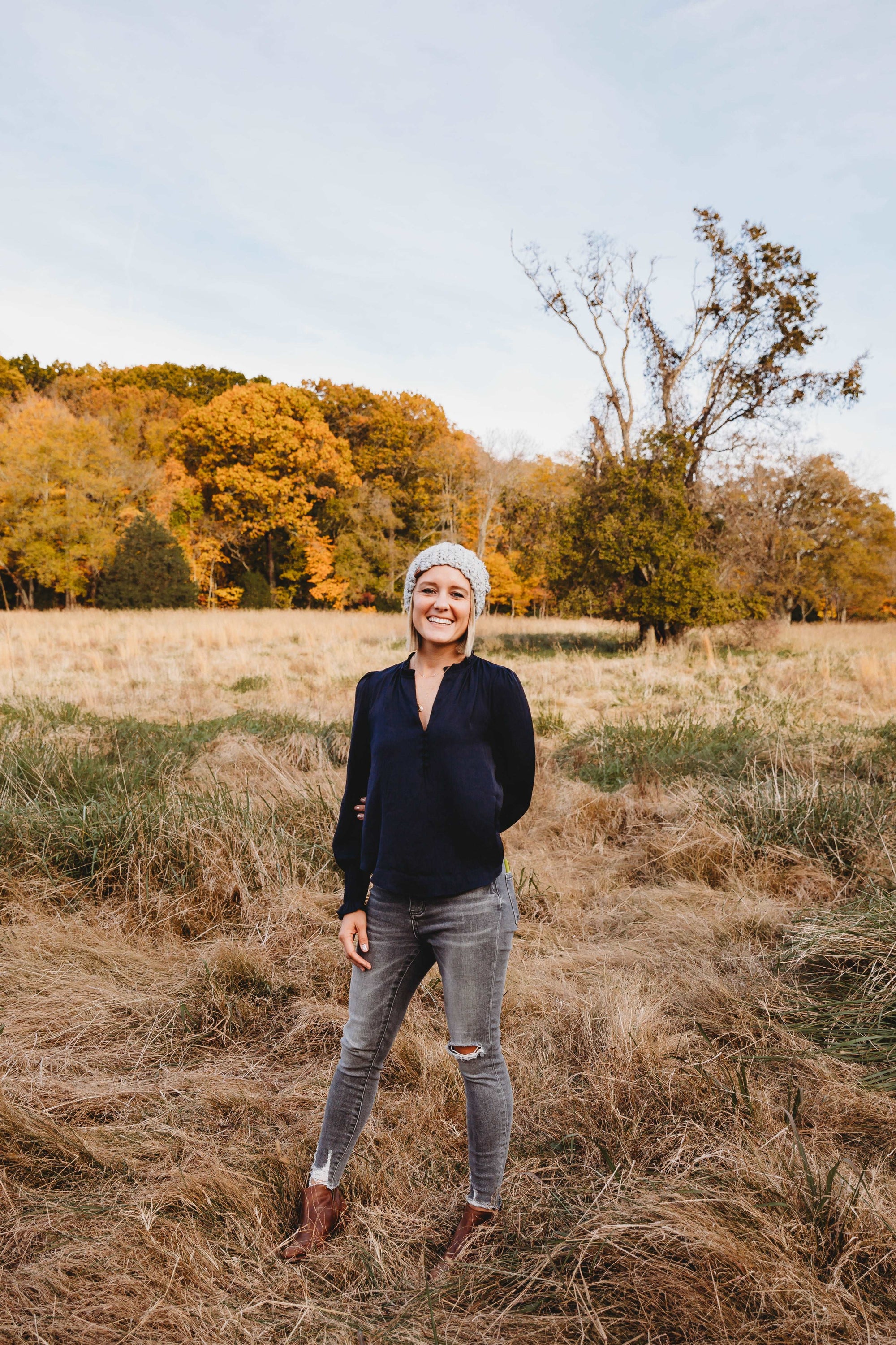 Crochet Slouch Hat | Marble Grey Slouchy Beanie