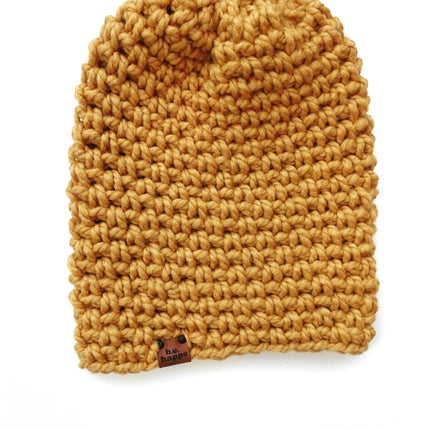 Crochet Simple Slouch Hat | Mustard Yellow Slouchy Beanie