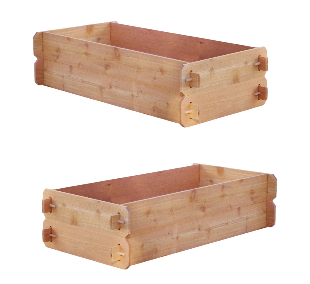 SET OF 2 Timberlane Gardens Easy Raised Garden Bed Kits. Double Deep. Select Cedar. Mortise & Tenon. 2' W x 4' L