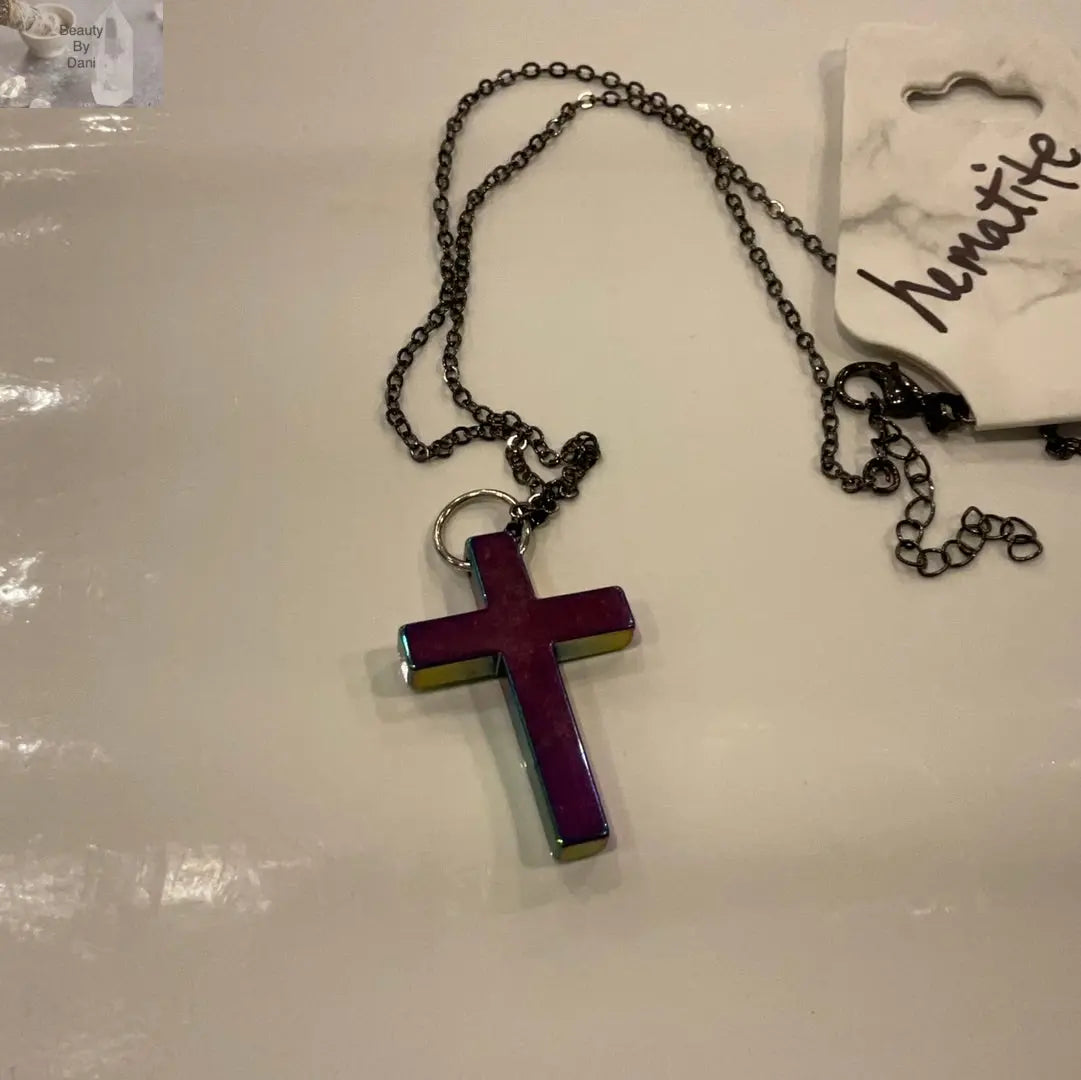 Hematite Cross Pendant Necklace