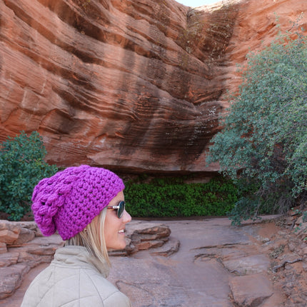 Crochet Slouch Hat | Lollipop Purple Slouchy  Beanie