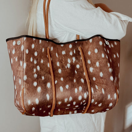 The Aniella Neoprene Tote - Brown Fawn