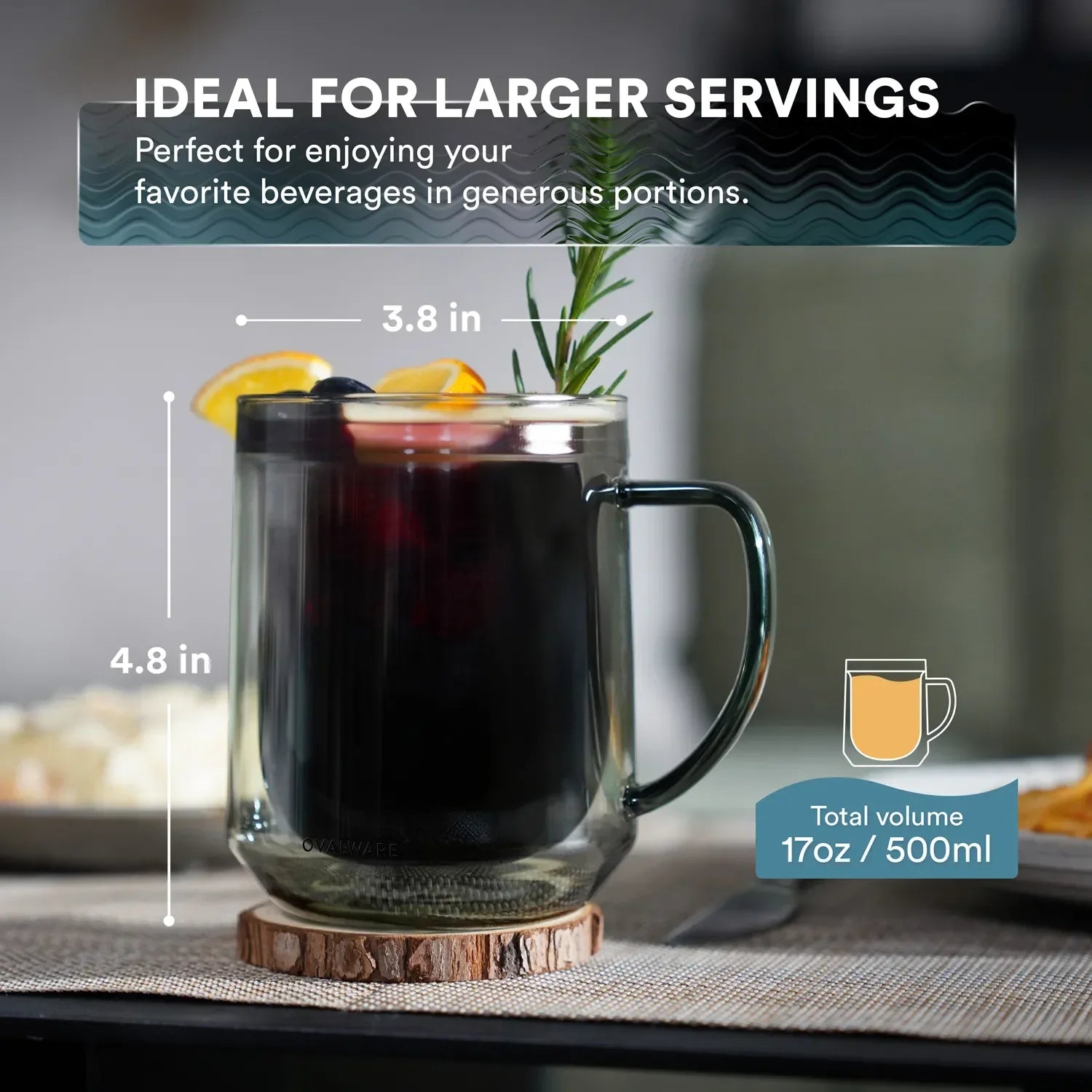 Double Wall Mug - 500ml/17oz (Set of 2)