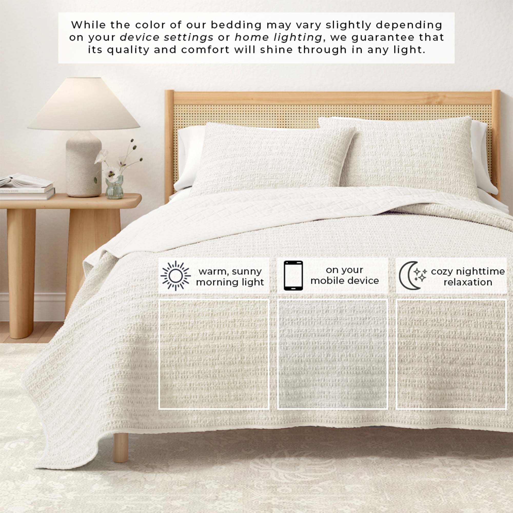 100% Cotton Honeycomb Waffle Garment Washed Quilt Set - Genevieve Collection