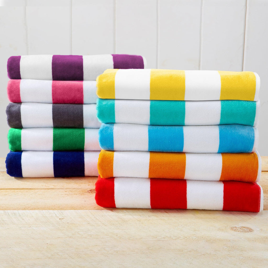 Cotton Velour Cabana Stripe Beach Towel - Novia Collection