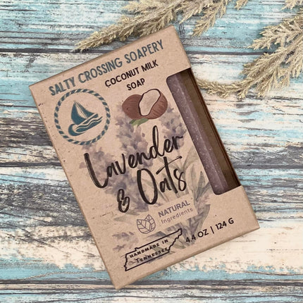 Lavender & Oats Soap | All Natural Bath Bar with Coconut Milk and Colloidal Oats | Vegan Friendly | Palm Oil Free | Ecofriendly Packaging