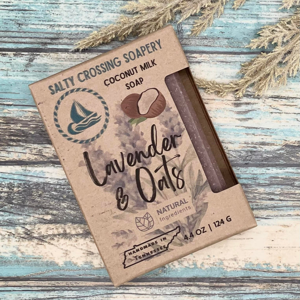 Lavender & Oats Soap | All Natural Bath Bar with Coconut Milk and Colloidal Oats | Vegan Friendly | Palm Oil Free | Ecofriendly Packaging