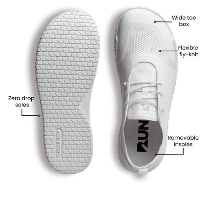 Barefoot Training Shoes Zero Drop - White | Wide Toe Box Minimalist Trainer
