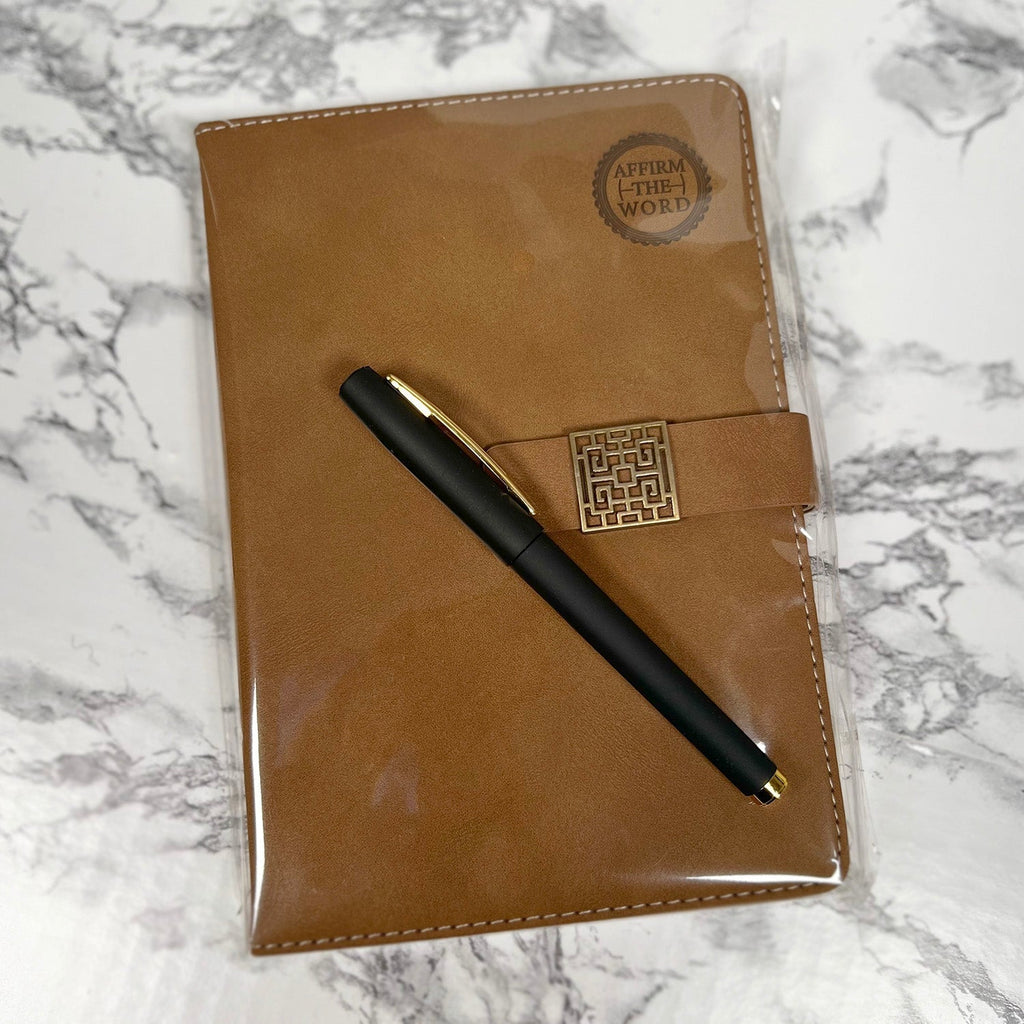 Lined Journal & Pen Gift Set— Brown (FREE Engraving)