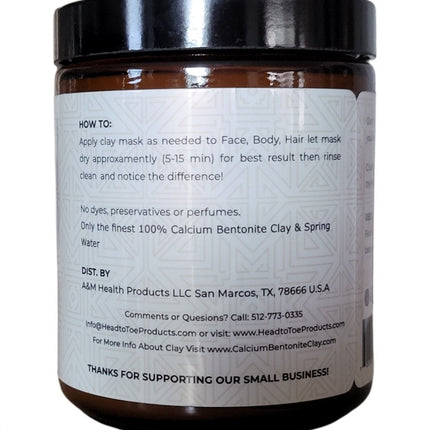 Calcium Bentonite Clay Face Mask - Ready-to-Use, Pure Spring Water