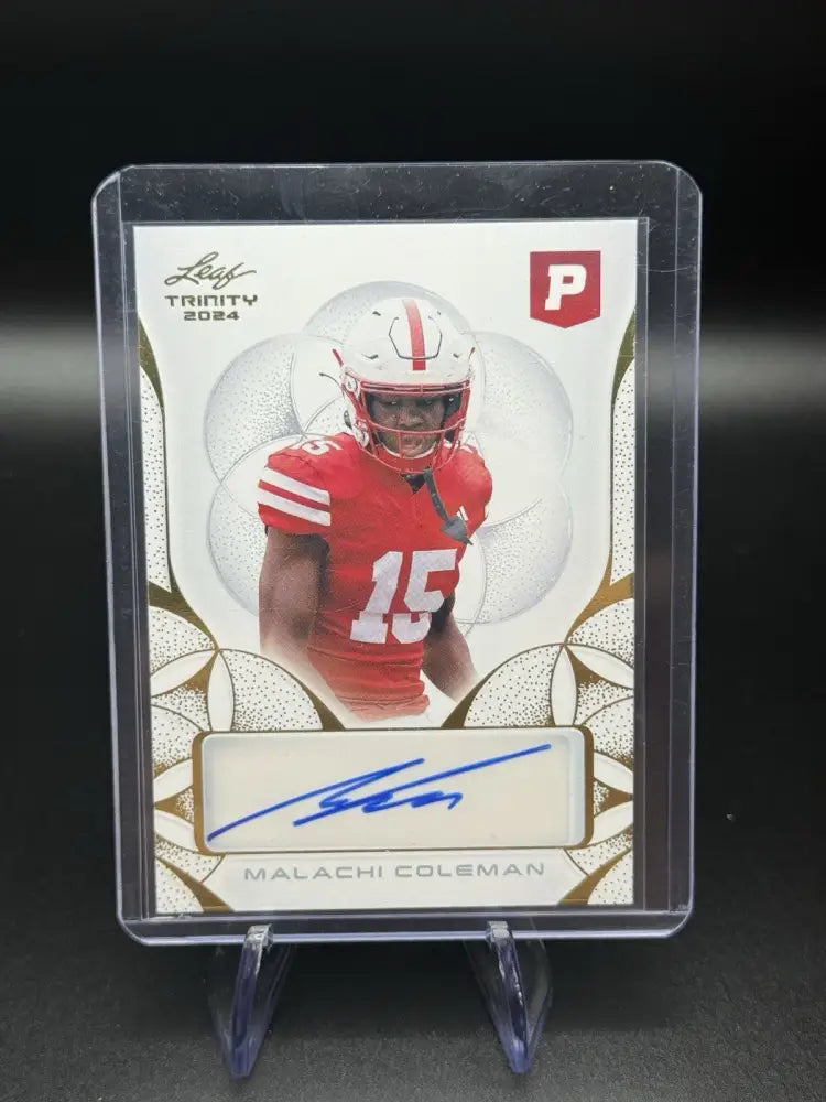Malachi Coleman Auto. 2024 Leaf Trinity Pristine Auction. Card ba-mc1.