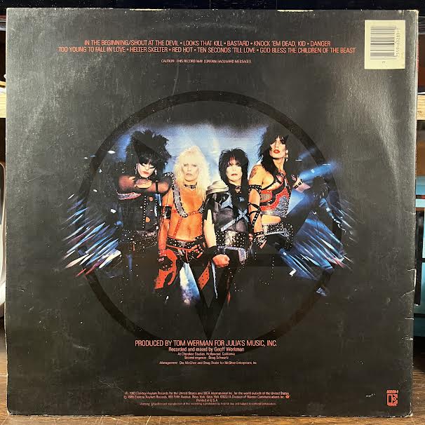 Shout At The Devil (VINYL) | Excellent (EX) Very Good (VG)