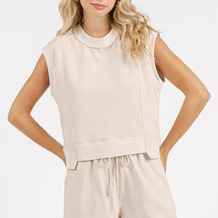 Mittoshop French Terry Crew Neck Top and Shorts Set