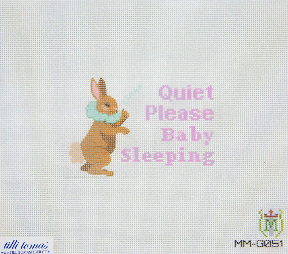 “Baby Sleeping” Bunny Needlepoint Canvas – 4.25"x2.75", 18 Mesh by Misty Morrow
