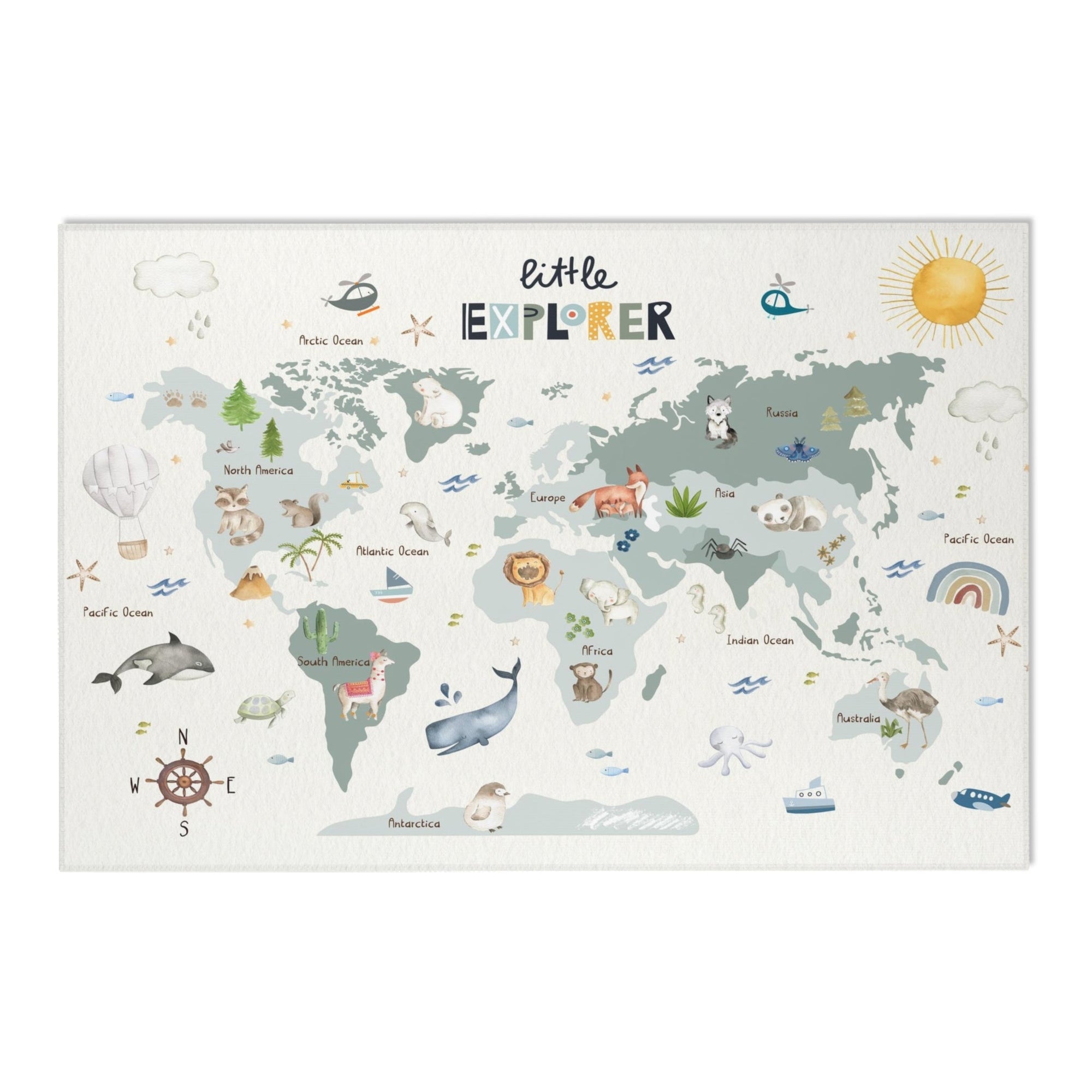 Baby Animals ABC Rug / World map Area Rug