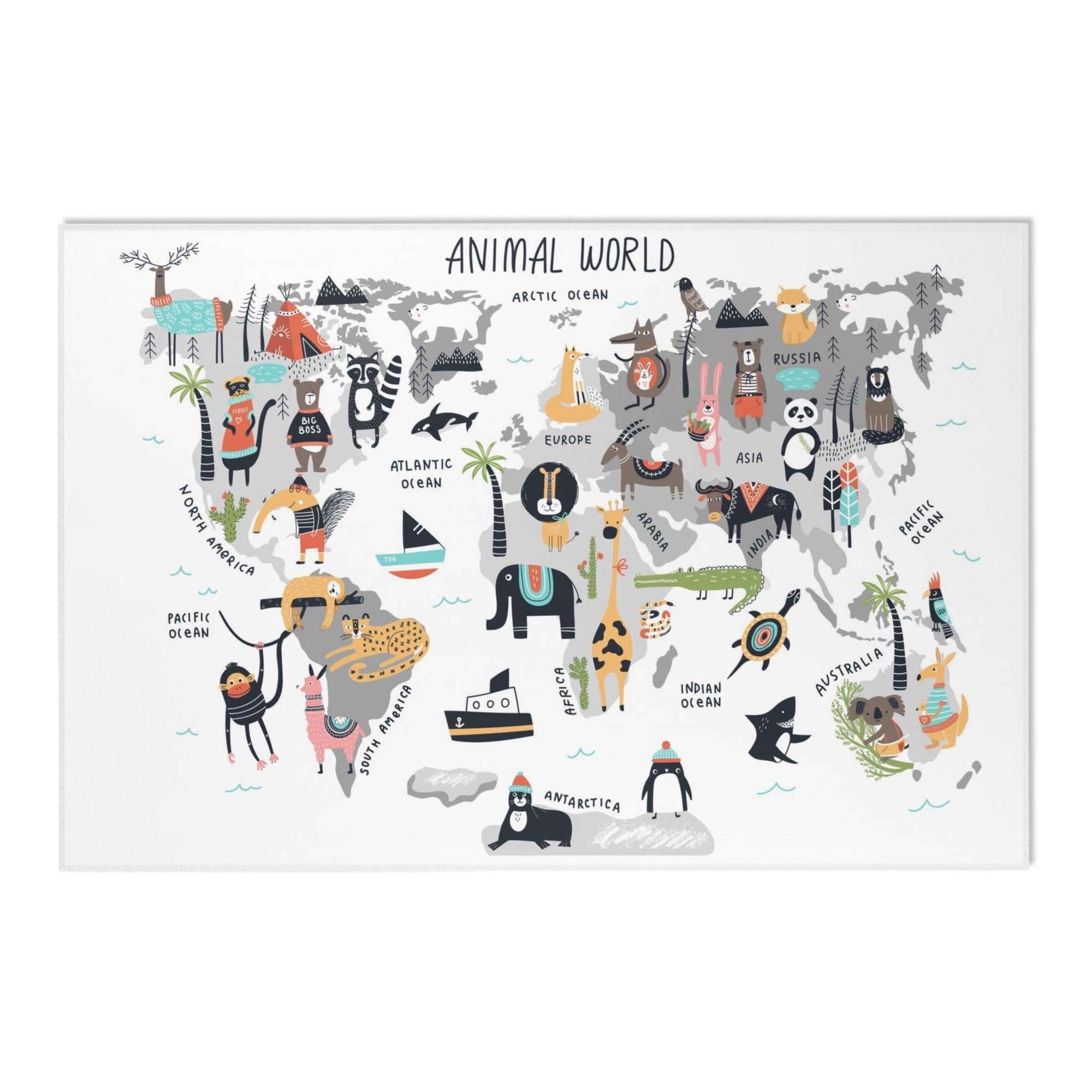 Baby Animals ABC Rug / World map Area Rug