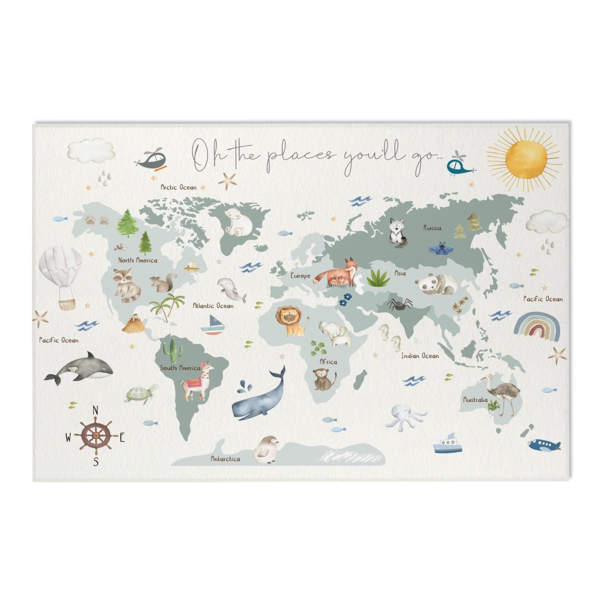 Baby Animals ABC Rug / World map Area Rug