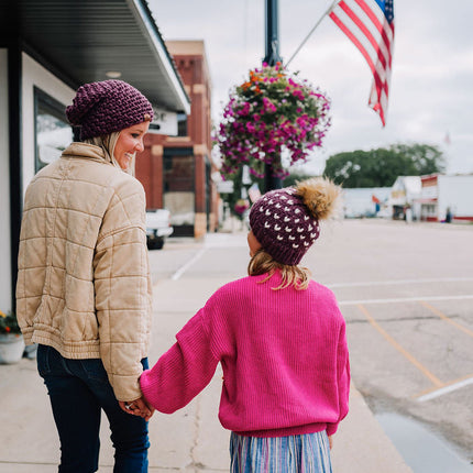 Crochet Simple Slouch Hat | Fig Purple Beanie