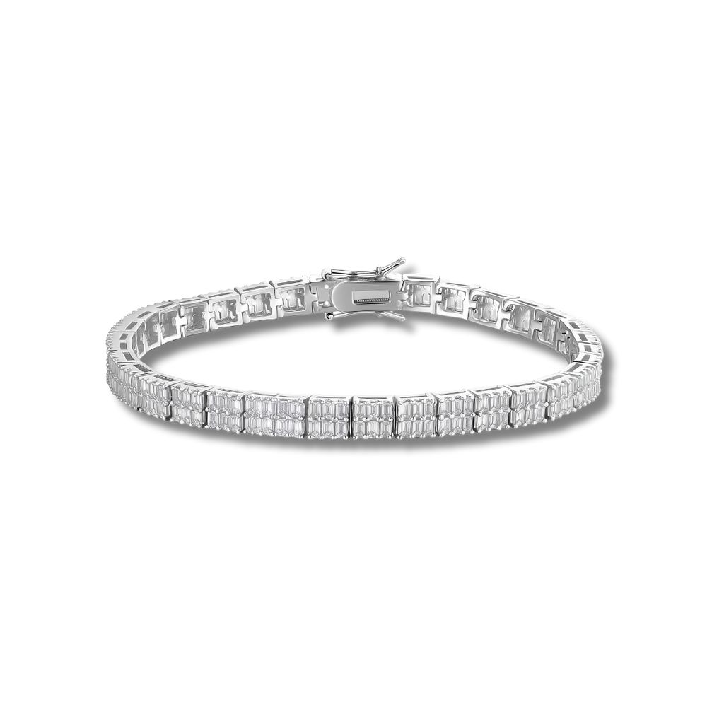 Baguette Moissanite Square Tennis Bracelet Solid 925 Sterling Silver
