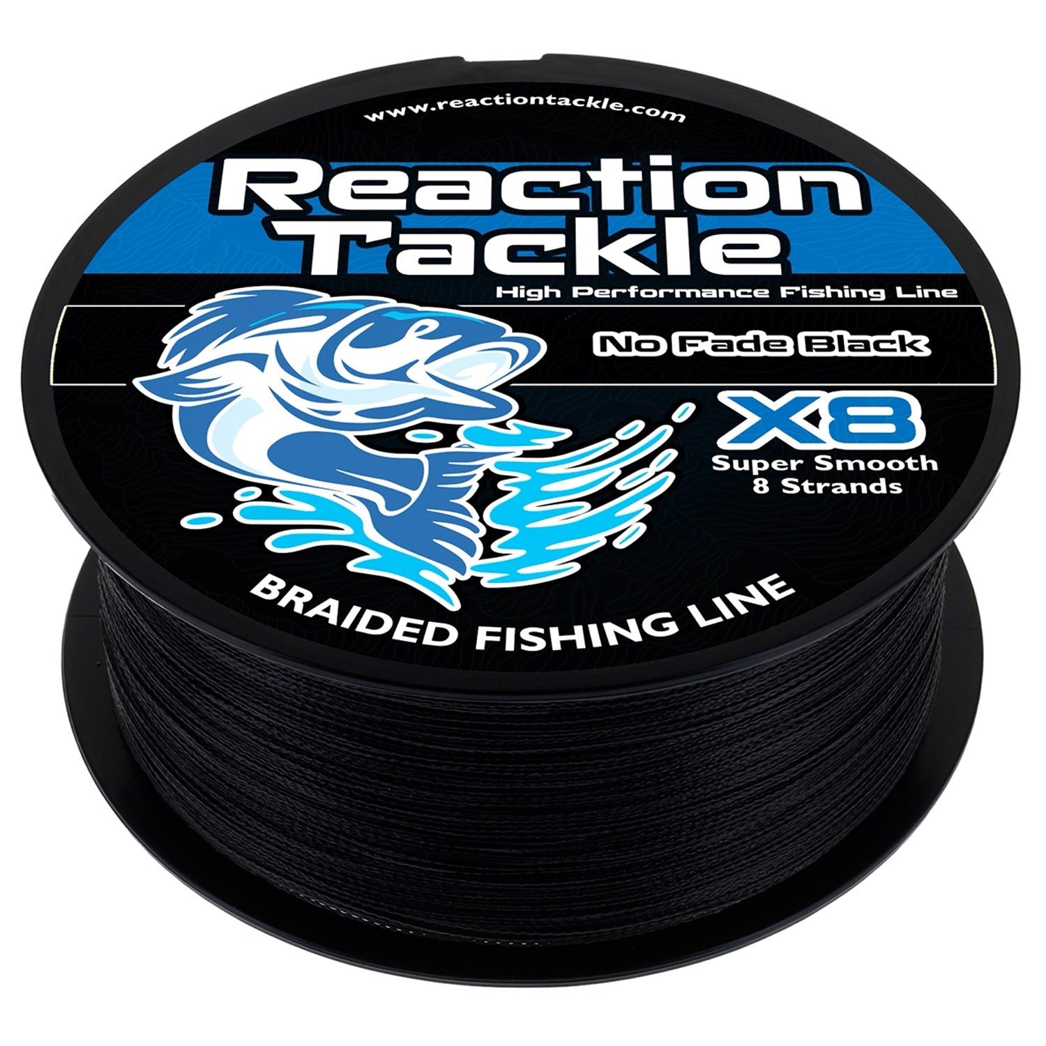 Reaction Tackle X8 Braided Fishing Line - NO FADE Black 8 Strand - NEW