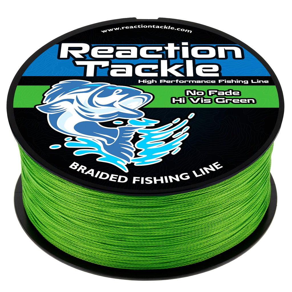 Reaction Tackle Braided Fishing Line - NO FADE Hi Vis Green - NEW