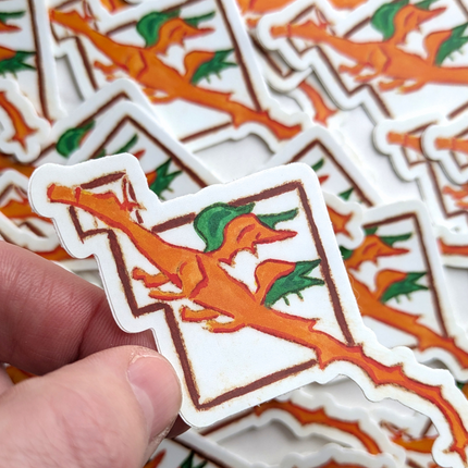 Elemental Flame Dragon Sticker - Mystical Fire Serpent Vinyl Decal - Sacred Geometry Diamond Art