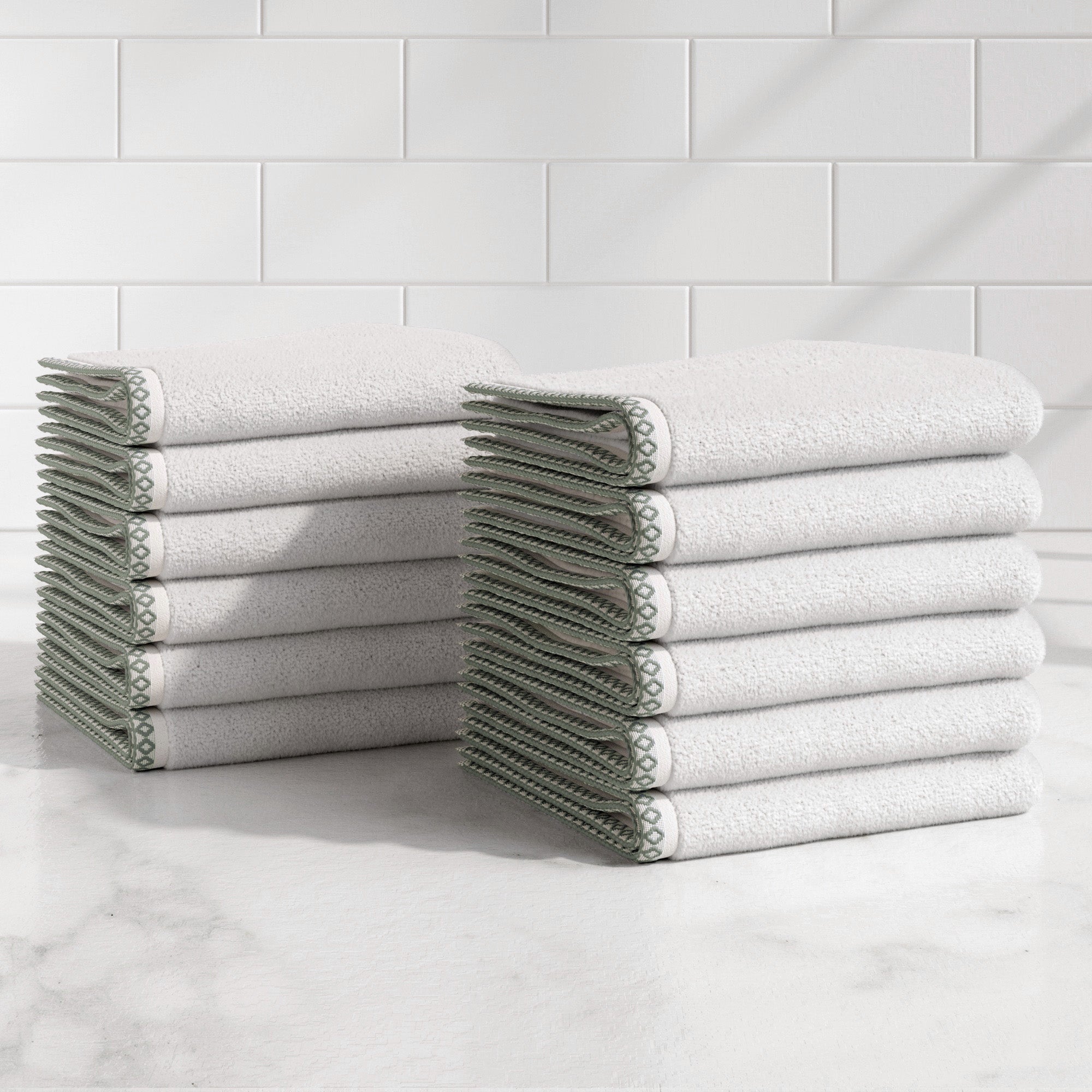 Cotton Border-Stitched 6-Piece Towel Set - Valery Collection