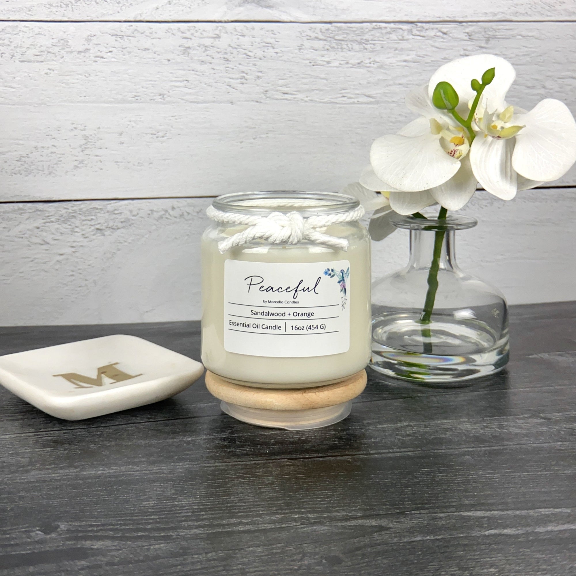 Peaceful Sandalwood + Orange Aromatherapy Candle