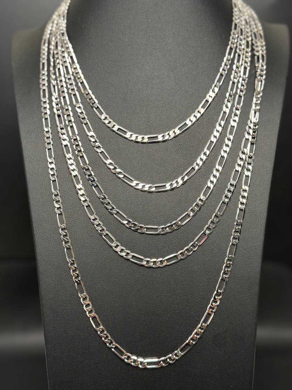 Solid 925 Sterling Silver Figaro Link Chain Necklace