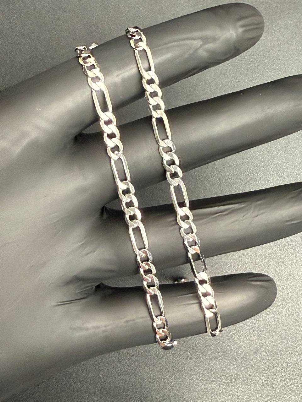 Solid 925 Sterling Silver Figaro Link Chain Necklace
