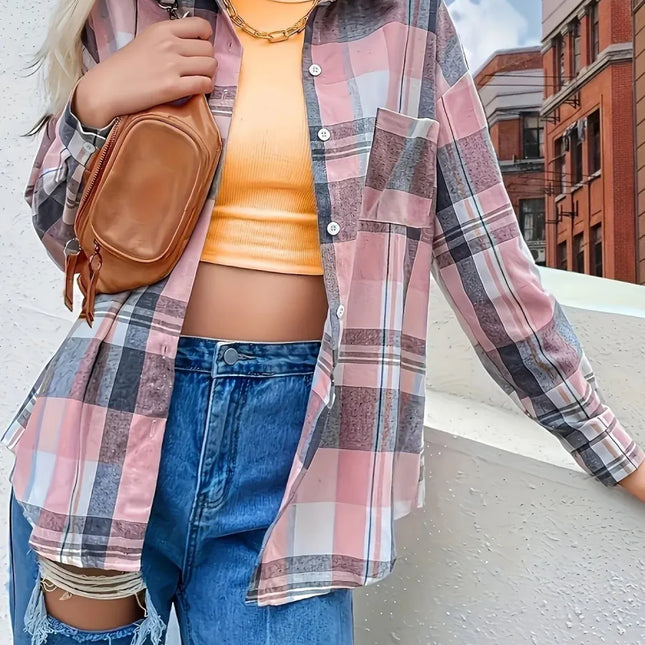 Plaid Button Up Long Sleeve Shirt