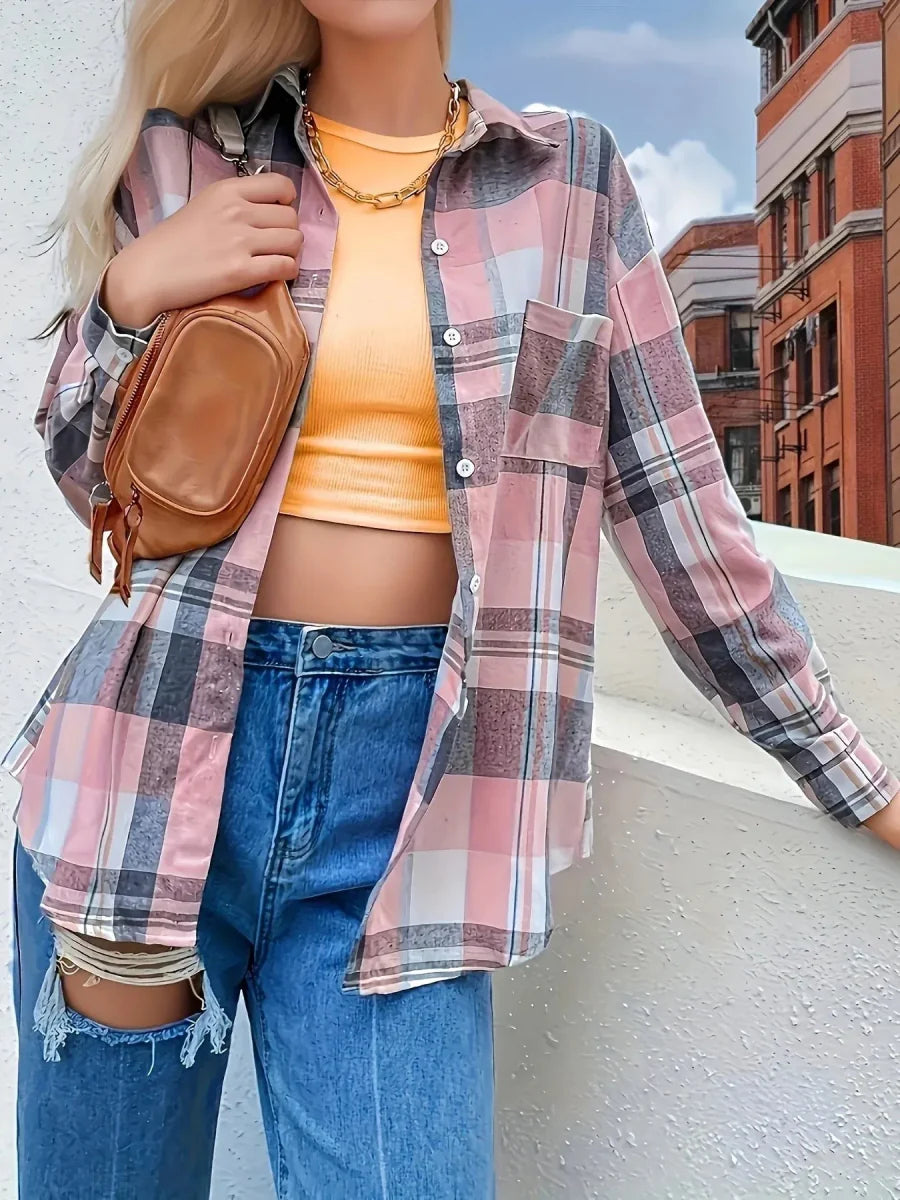 Plaid Button Up Long Sleeve Shirt