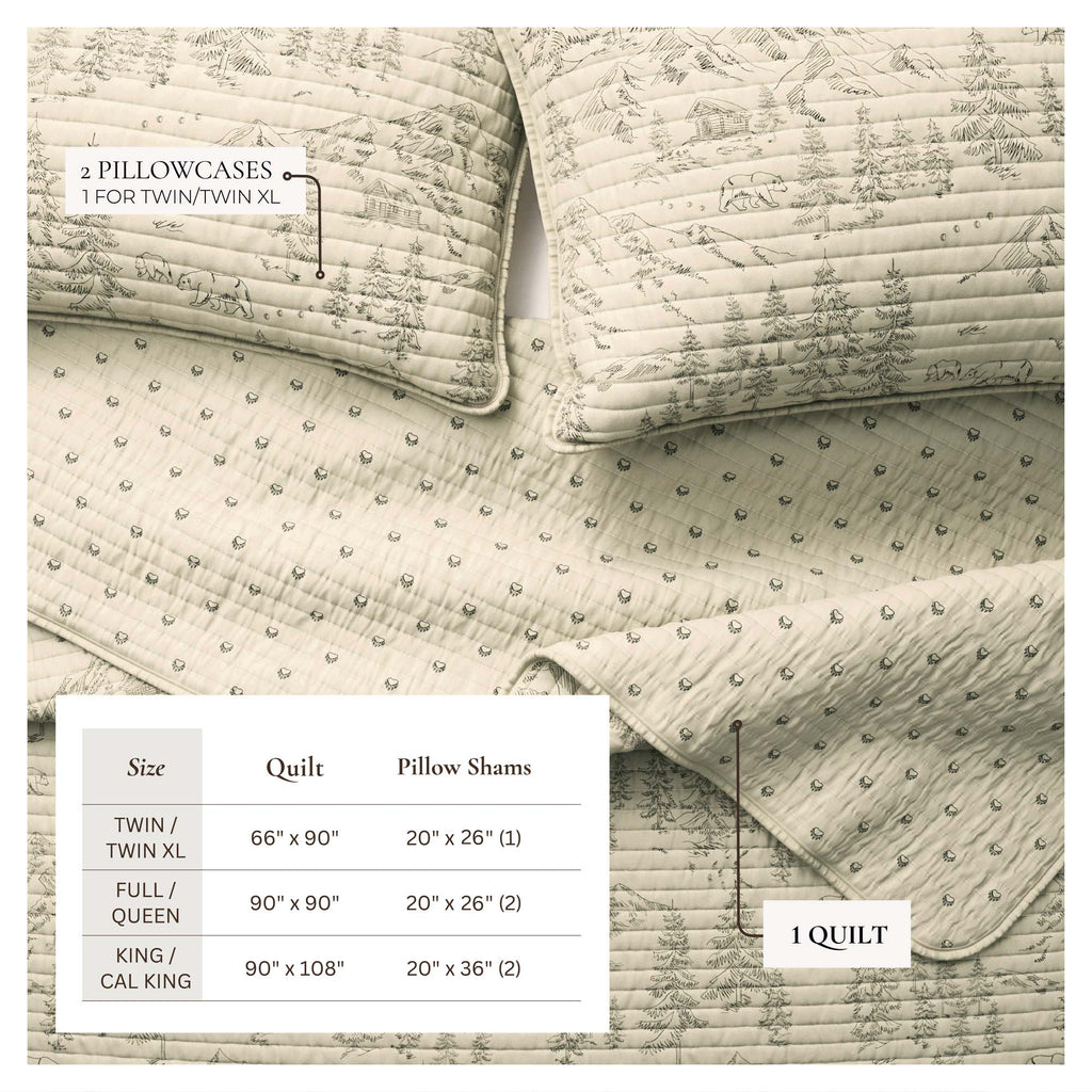 3 Piece Lodge Printed Quilt - Moonlight Ridge