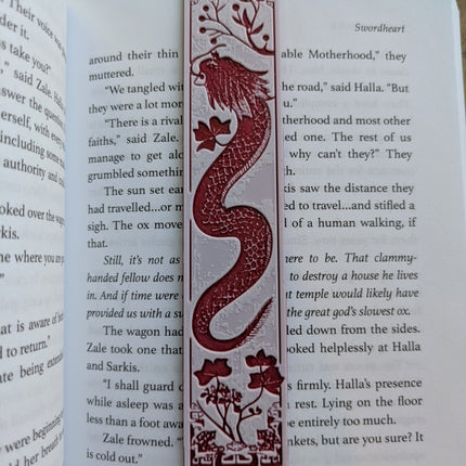 Red Dragon & Floral Pattern Bookmark Set – Artistic and Intricate Book Lovers’ Gift