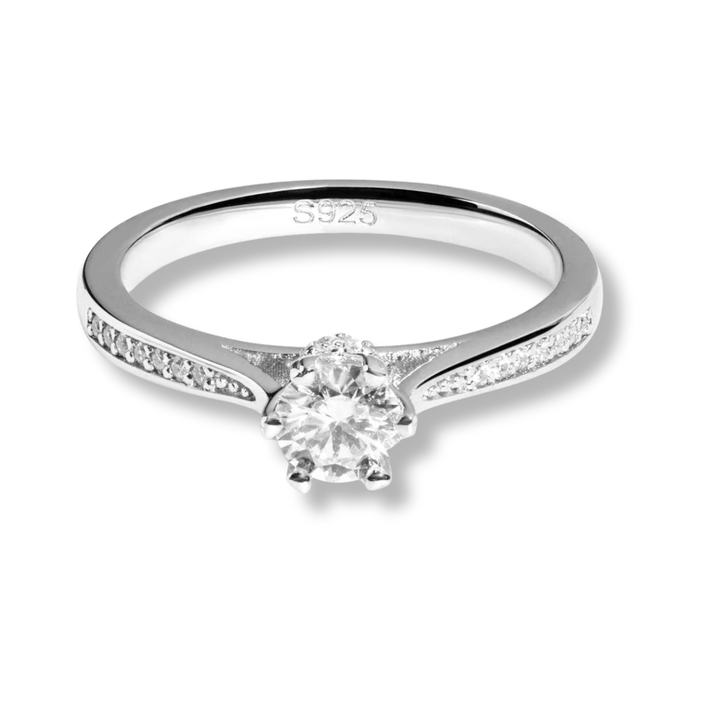 Secret Cathedral Hidden Halo Moissanite 0.7 TCW Women Engagement Ring - 925 Sterling Silver