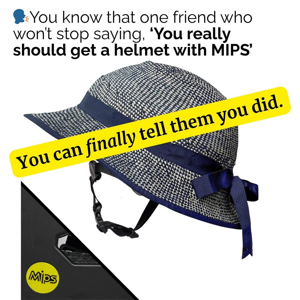 MIPS Helmet + Shibori Blue Straw Hat Bike Helmet Cover