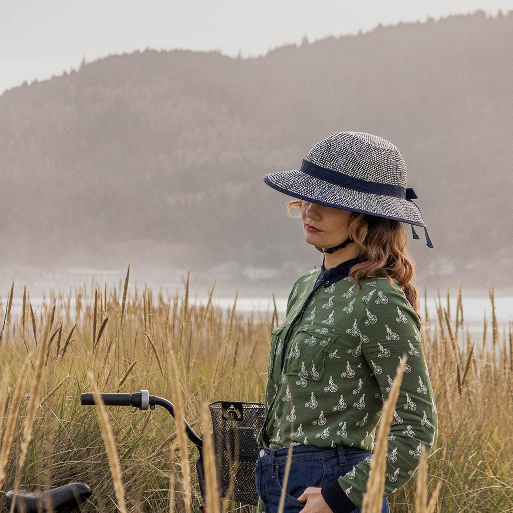 Straw Hat Helmet COVER ONLY Shibori Blue