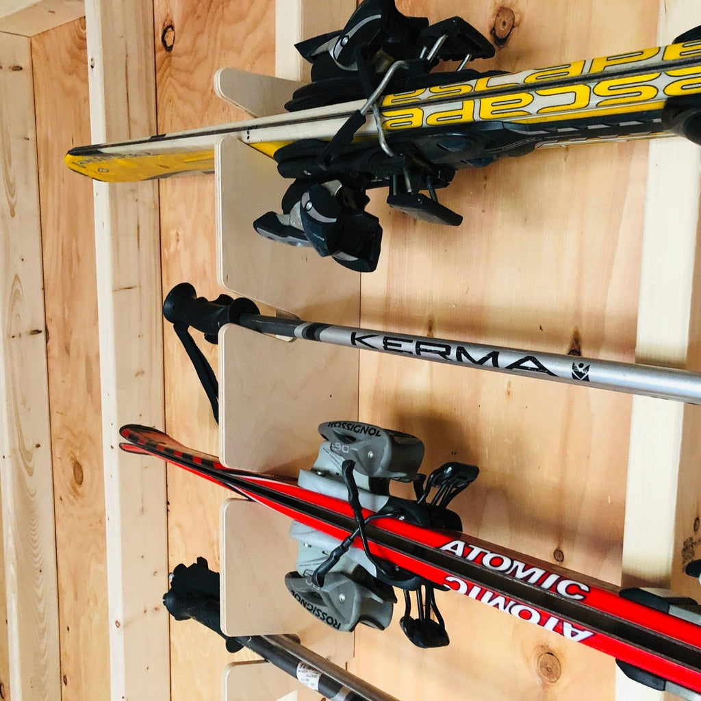 Snow & Water Ski Storage Rack – Shed Organizer for Skis, Poles & Gear