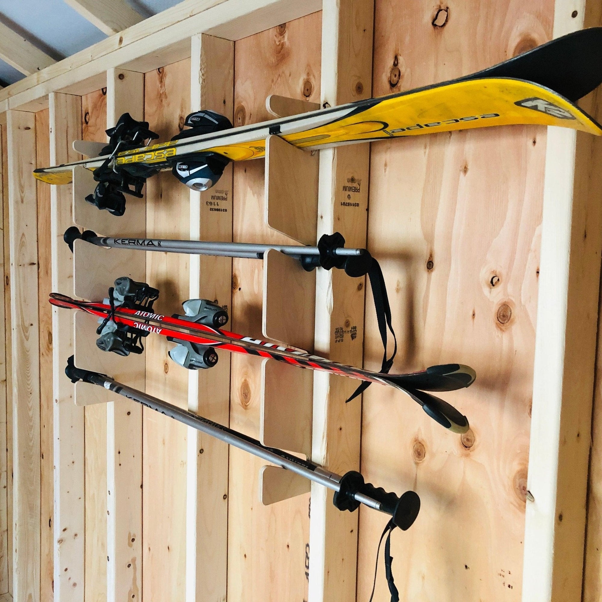 Snow & Water Ski Storage Rack – Shed Organizer for Skis, Poles & Gear