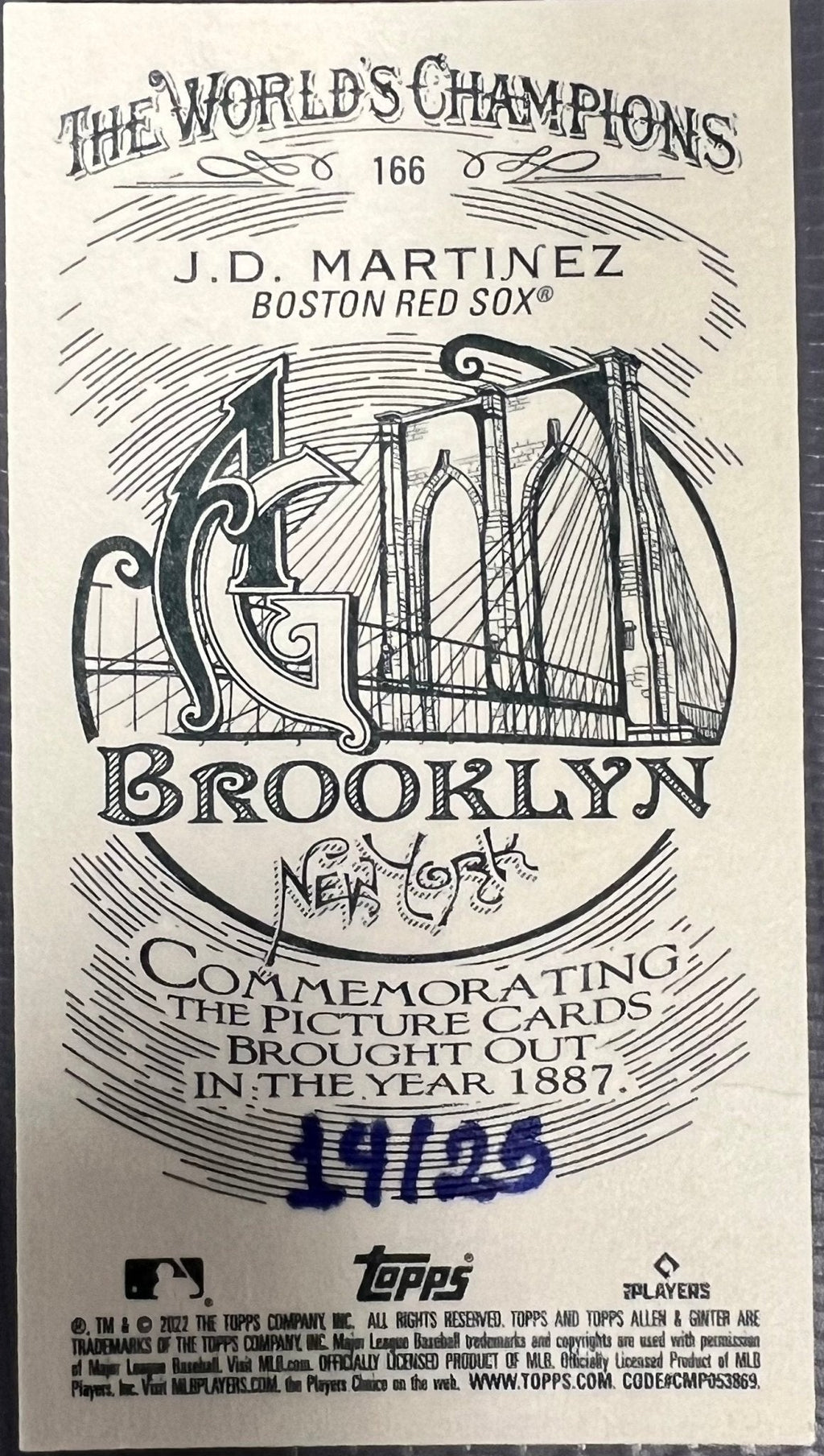 J.D. Martinez - 2022 Topps Allen & Ginter Tobacoo - #166