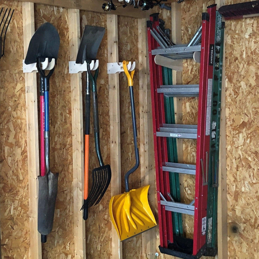 Shed Tool Organizer – Step Ladder & Yard Tool Storage Rack