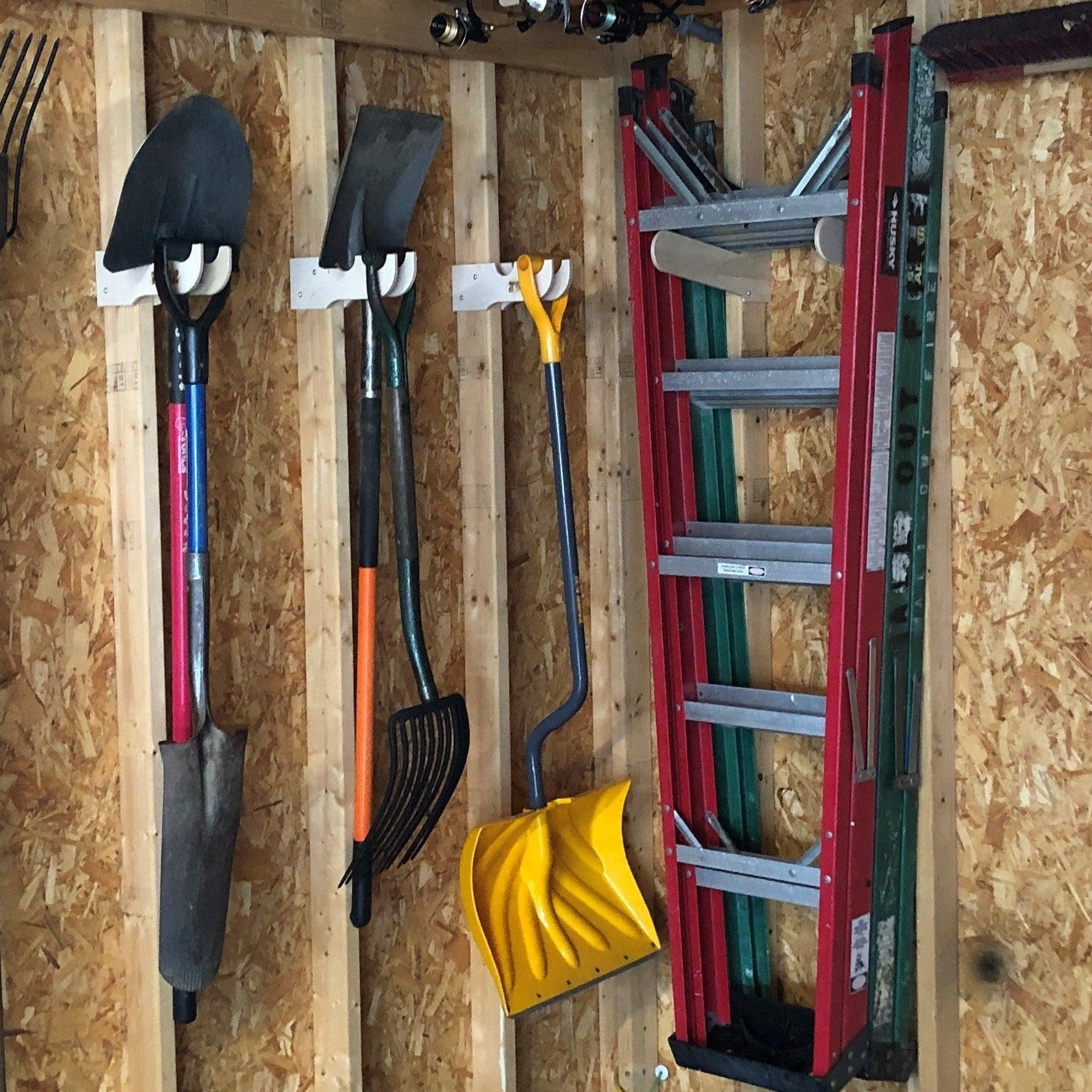 Shed Tool Organizer – Step Ladder & Yard Tool Storage Rack
