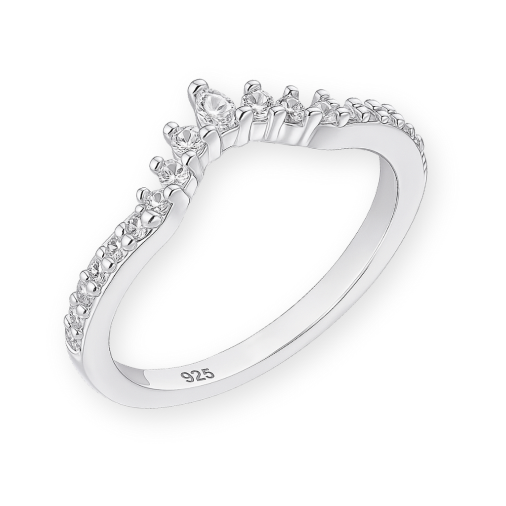 Curved Tear Drop 925 Sterling Silver Moissanite Stacking Women Wedding Band