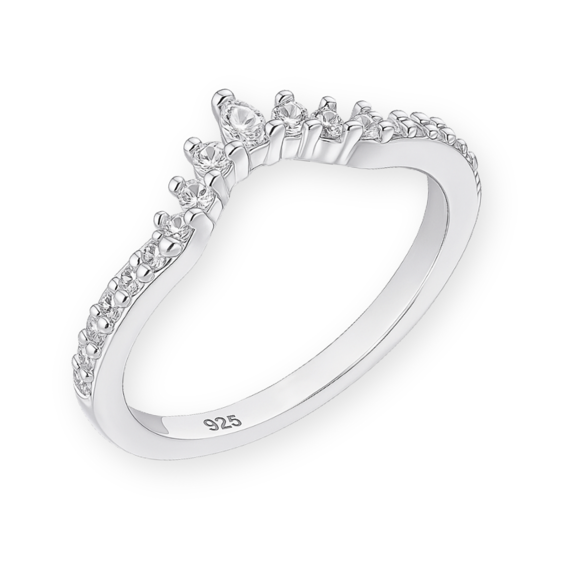 Curved Tear Drop 925 Sterling Silver Moissanite Stacking Women Wedding Band