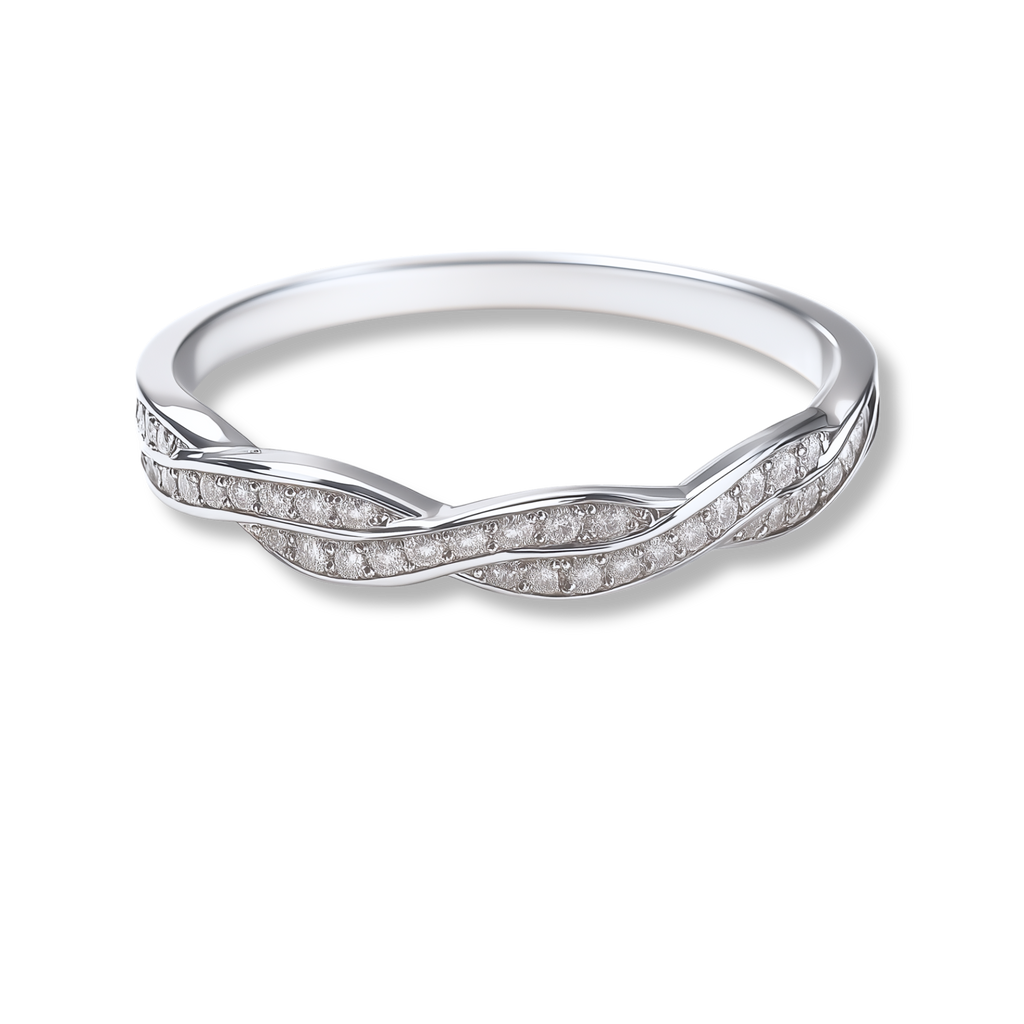 925 Sterling Silver Moissanite Twist Stackable Women Band