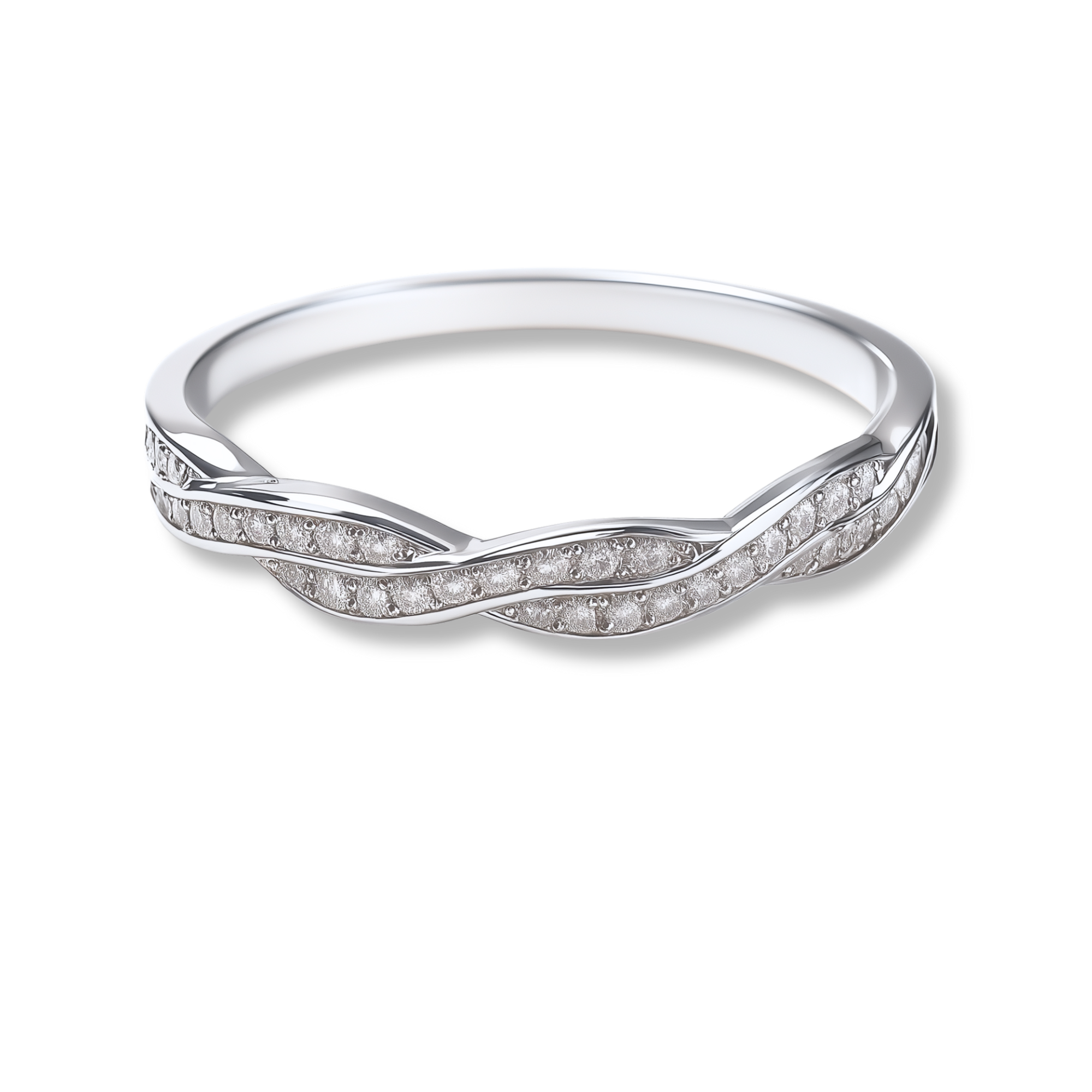 925 Sterling Silver Moissanite Twist Stackable Women Band