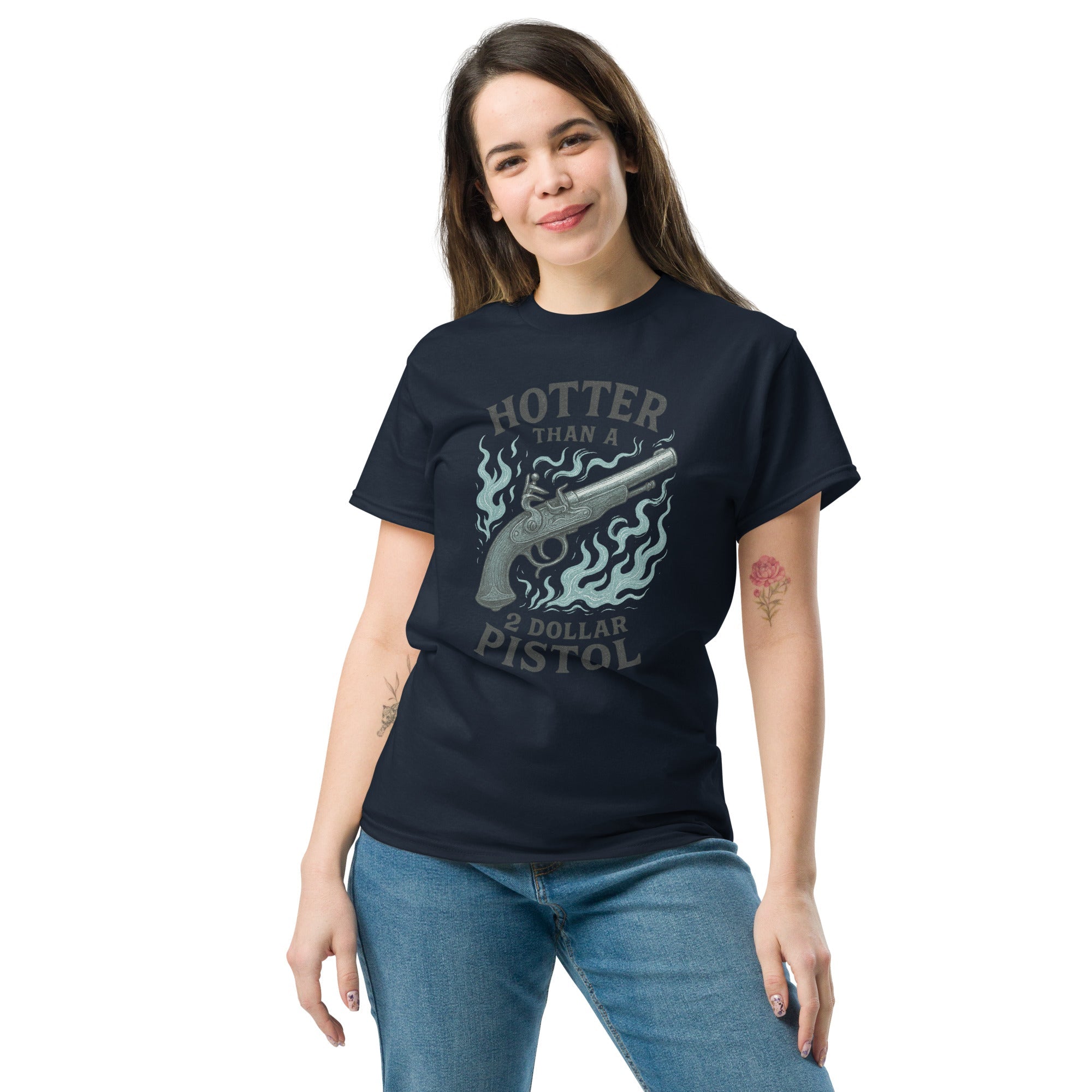 Hotter Than $2 Pistol (Blue) - Unisex classic tee