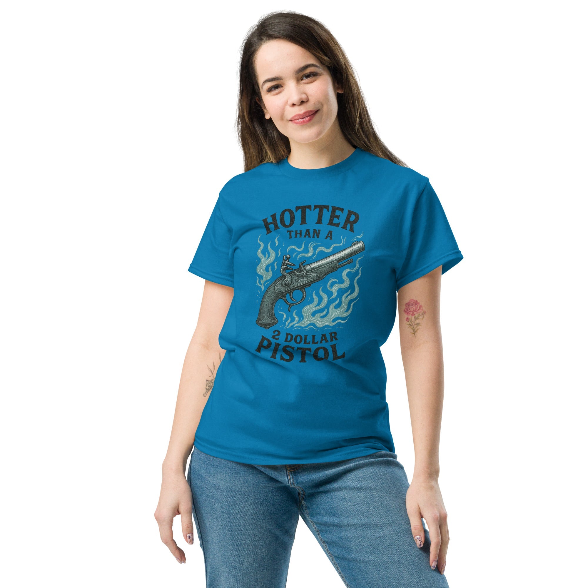 Hotter Than $2 Pistol (Blue) - Unisex classic tee