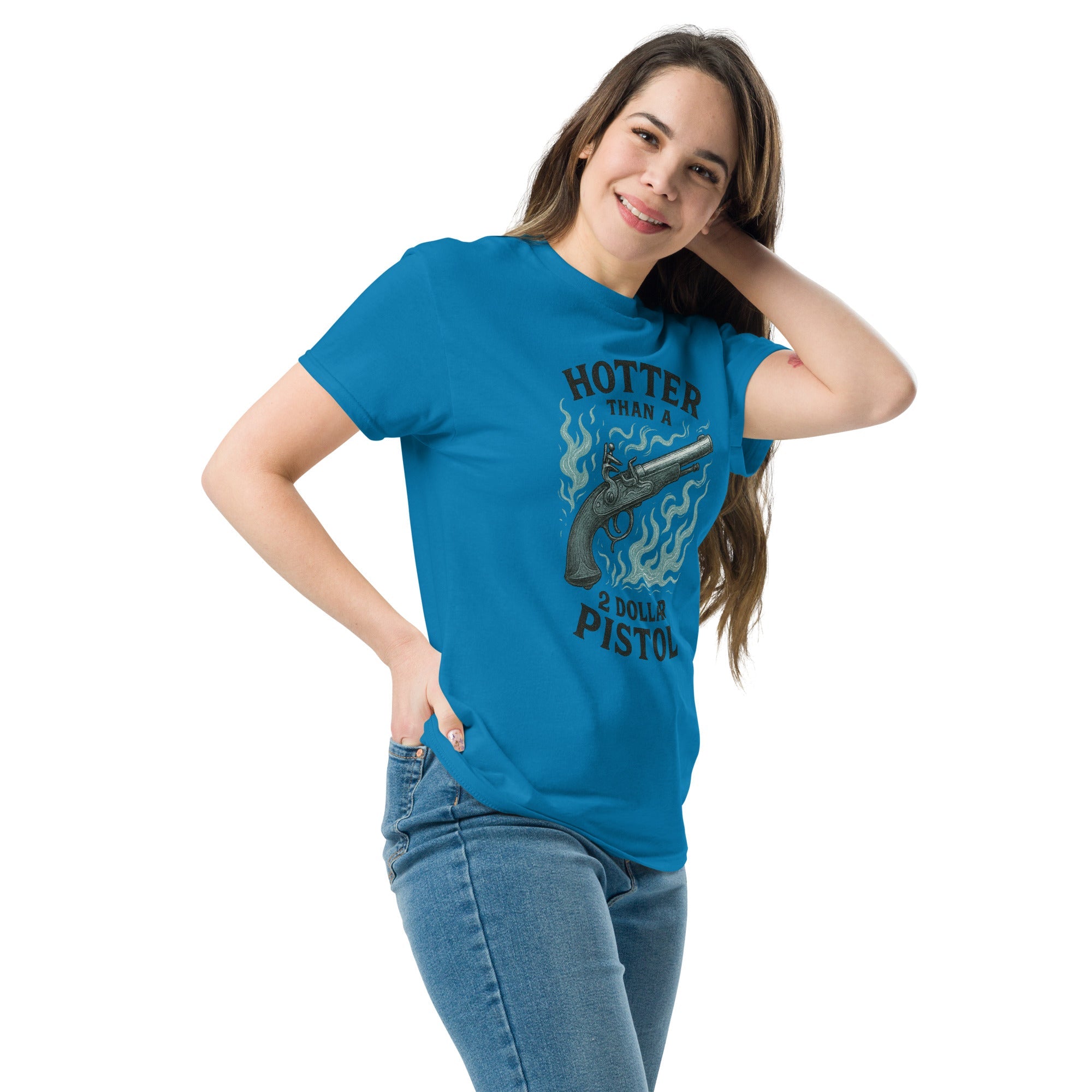 Hotter Than $2 Pistol (Blue) - Unisex classic tee